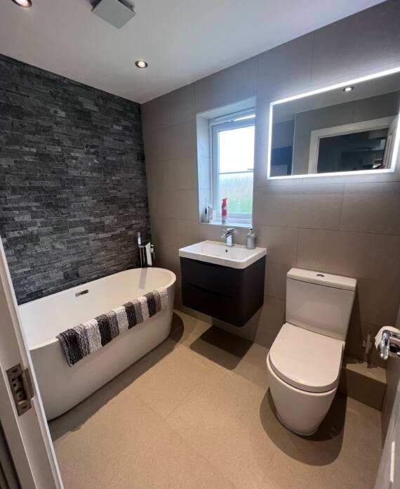 Bathroom renovation Kensington black and white