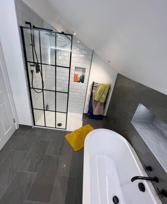 Bathroom renovation Kensington with rainfall shower